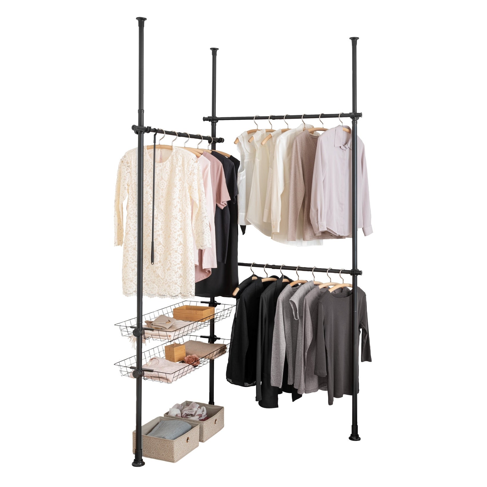 WENKO CLOTHING ORGANIZER ADJUSTABLE TELESCOPIC SYSTEM HERKULES DUO BLACK Stingray Group