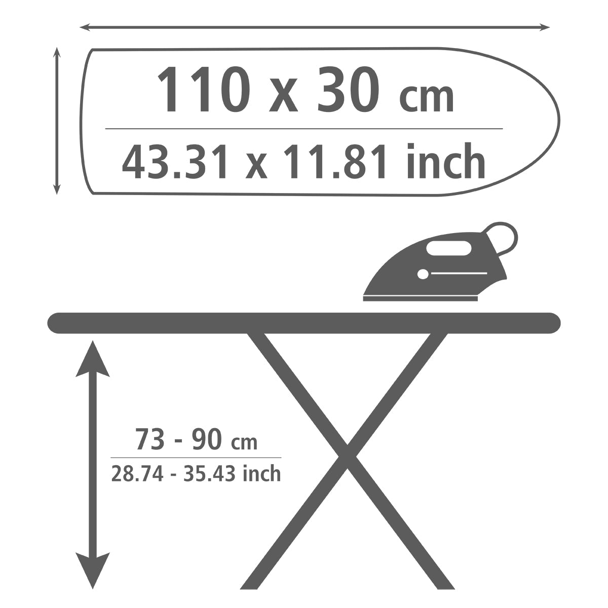 IRONING BOARD - BASE RANGE - WHITE - 110x30cm