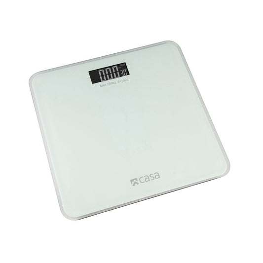 ELECTRONIC GLASS BATHROOM SCALE - ROUNDED CORNERS - BIANCA (WHITE)