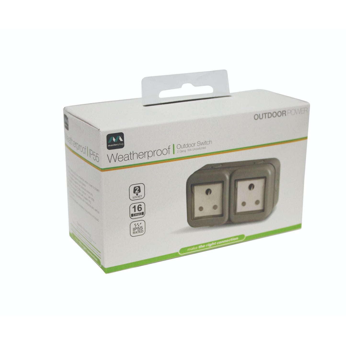 IP55 DOUBLE UNSWITCHED 16A SA OUTDOOR SOCKET (2 X 3 PIN)