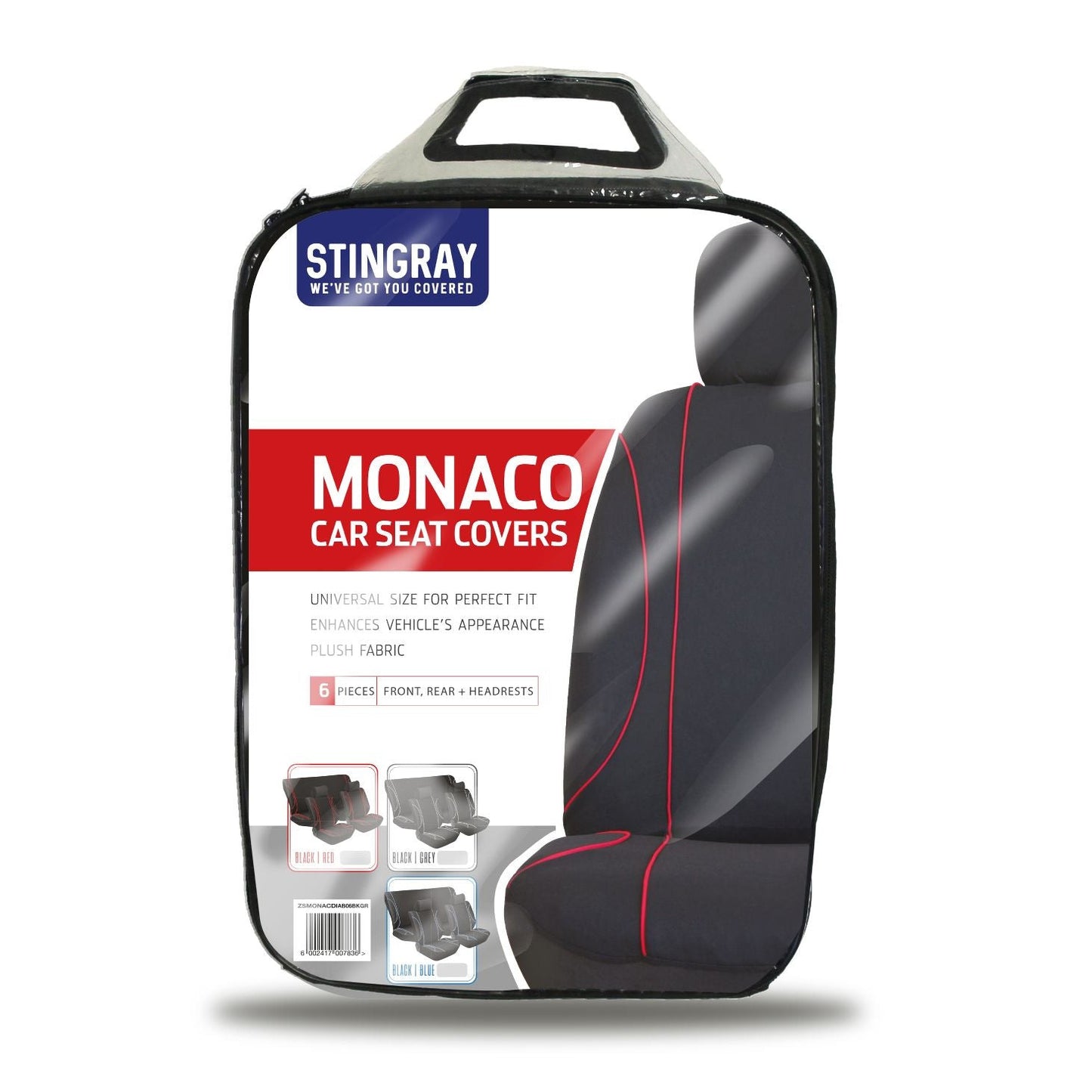 MONACO 6PC CAR SEAT COVER SET (various colours)