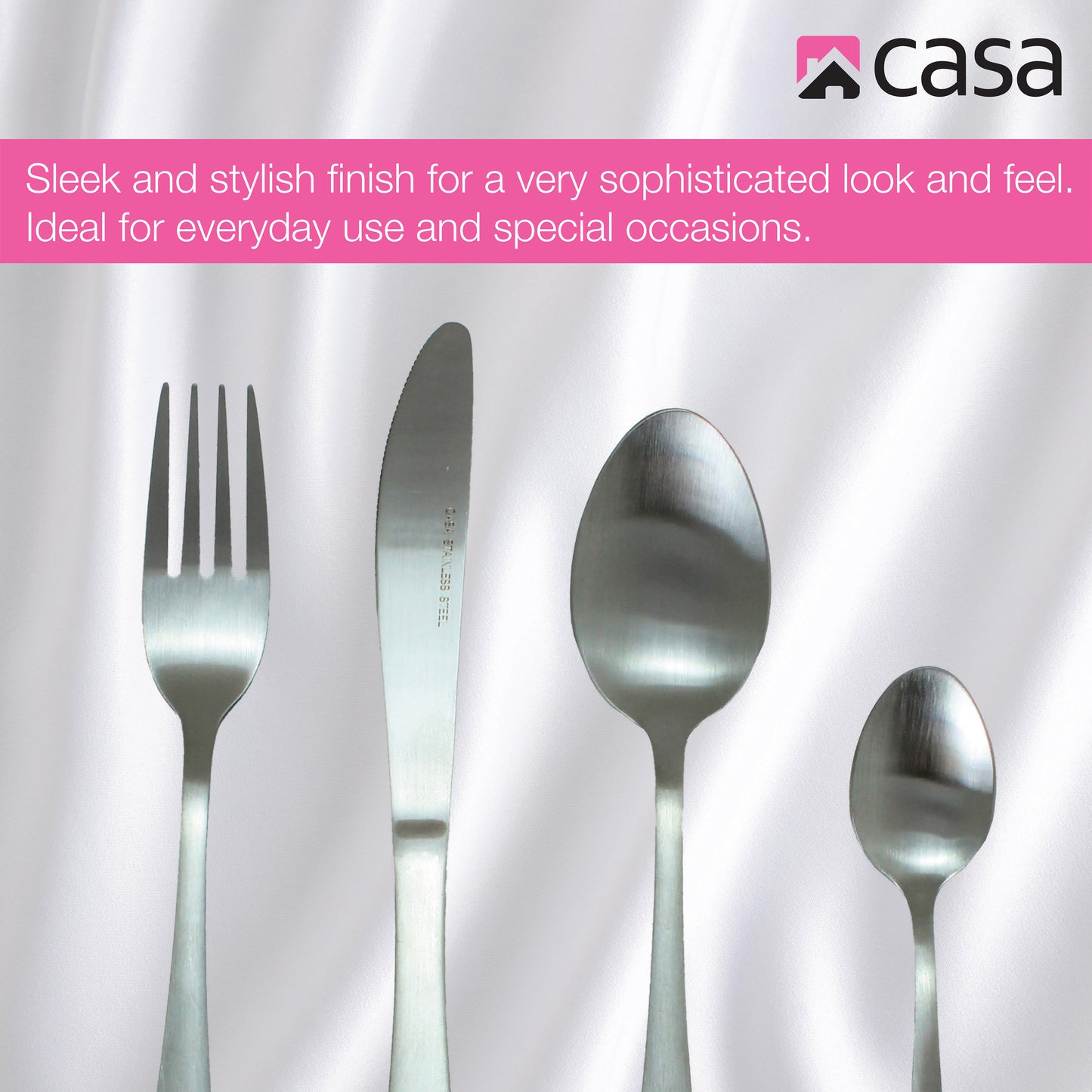 CASA SIENA 16PC CUTLERY SET | STAINLESS STEEL | MATTE SILVER FINISH