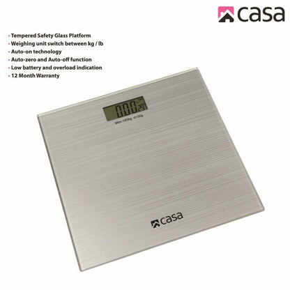 ELECTRONIC SPARKLE GLASS BATHROOM SCALE - ARGENTO (SILVER)