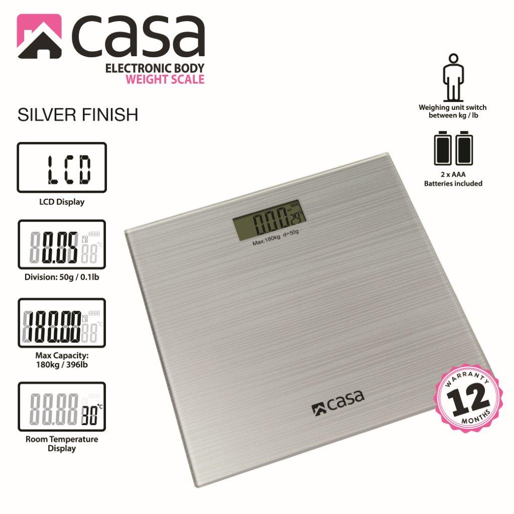 ELECTRONIC SPARKLE GLASS BATHROOM SCALE - ARGENTO (SILVER)