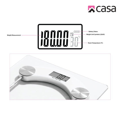 ELECTRONIC BATHROOM BODY WEIGHT GLASS SCALE – SQUARE - ROUNDED CORNERS