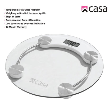 ELECTRONIC BATHROOM BODY WEIGHT GLASS SCALE – ROUND