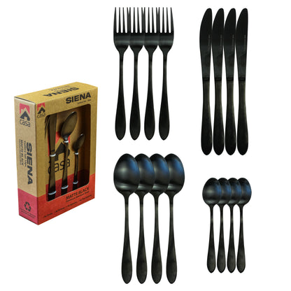 CASA SIENA 16PC CUTLERY SET | STAINLESS STEEL | MATTE BLACK FINISH