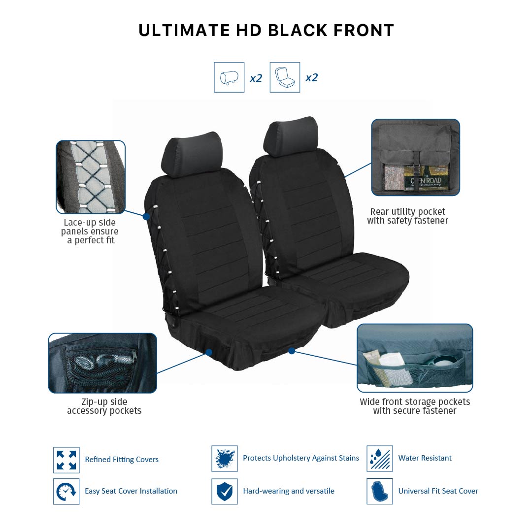 ULTIMATE HD CAR FRONT SEAT COVER SET (various colours)
